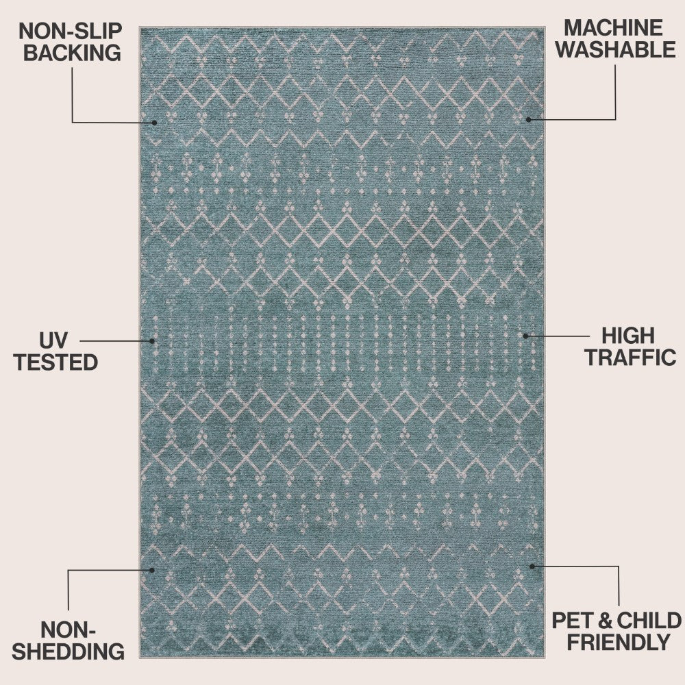 Selvino Moroccan Diamond Trellis Machine-washable Area Rug