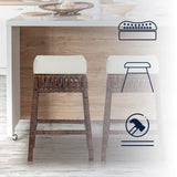 Raywood Rustic Bohemian Hyacinth/Wood Backless Counter Stool