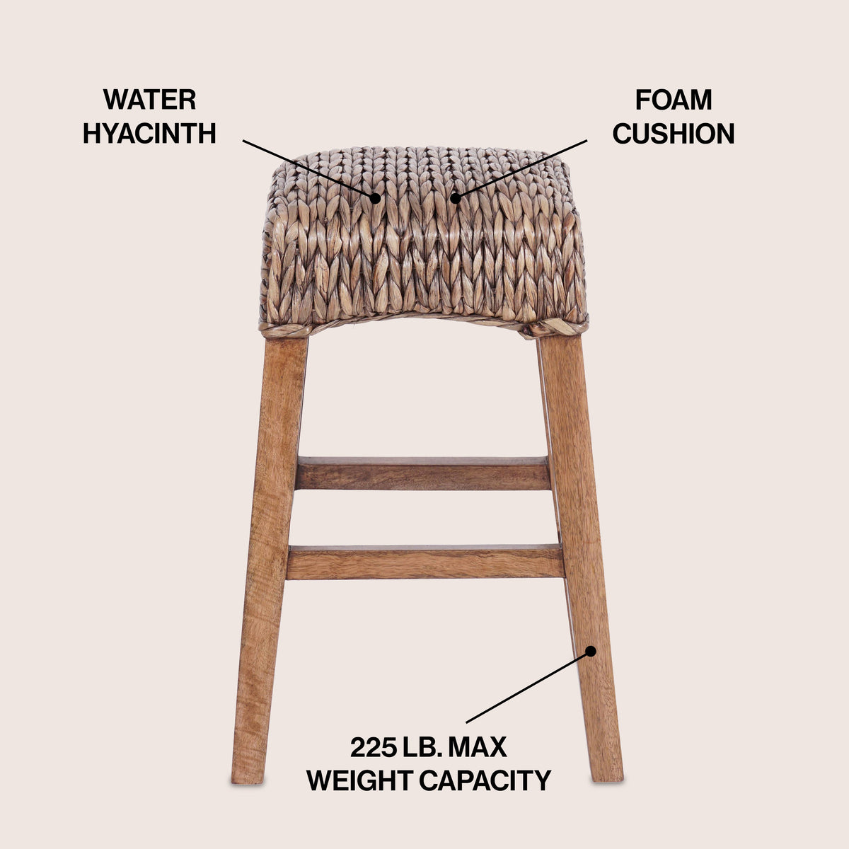 Cebu Bohemian Basics Rattan Backless Bar Stool