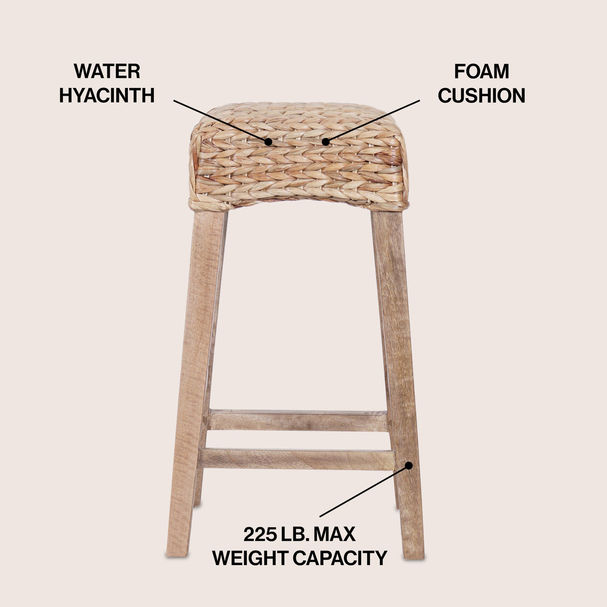 Cebu Bohemian Basics Rattan Backless Bar Stool