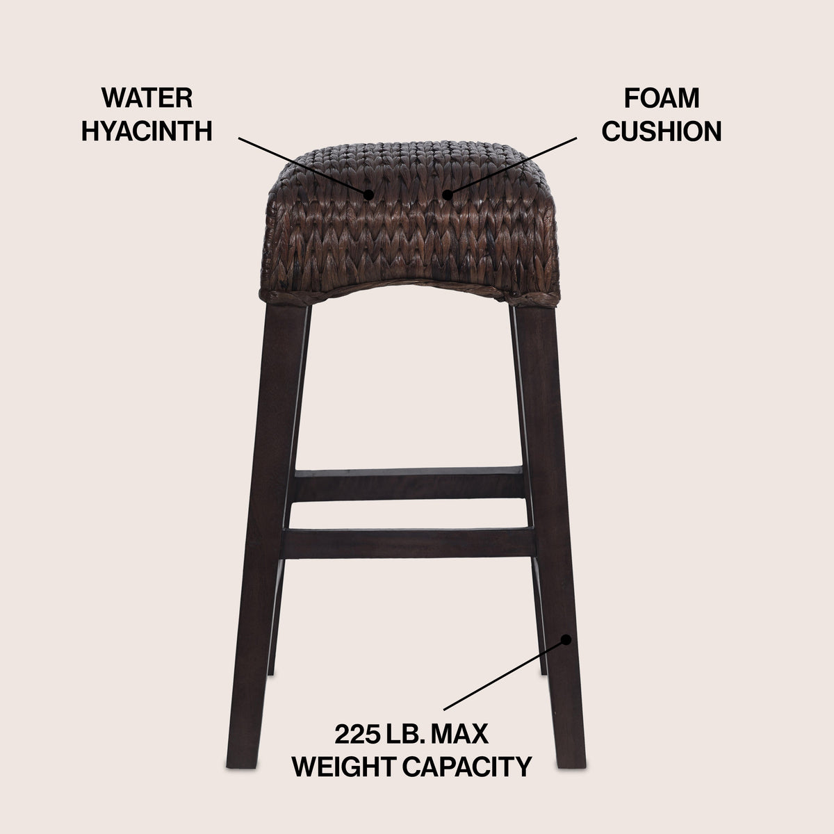 Cebu Bohemian Basics Rattan Backless Bar Stool
