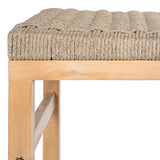 Mosslyn 25.6" Modern Coastal Backless Acacia Wood Outdoor Counter Stool with Woven Rope Seat Set 2