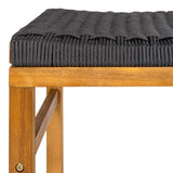 Mosslyn 25.6" Modern Coastal Backless Acacia Wood Outdoor Counter Stool with Woven Rope Seat Set 2