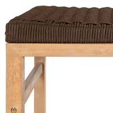Mosslyn 25.6" Modern Coastal Backless Acacia Wood Outdoor Counter Stool with Woven Rope Seat Set 2