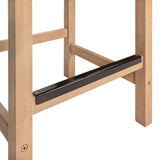 Mosslyn 25.6" Modern Coastal Backless Acacia Wood Outdoor Counter Stool with Woven Rope Seat Set 2