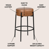 Carrie Modern Round Backless Cushioned Bar/Counter Stool