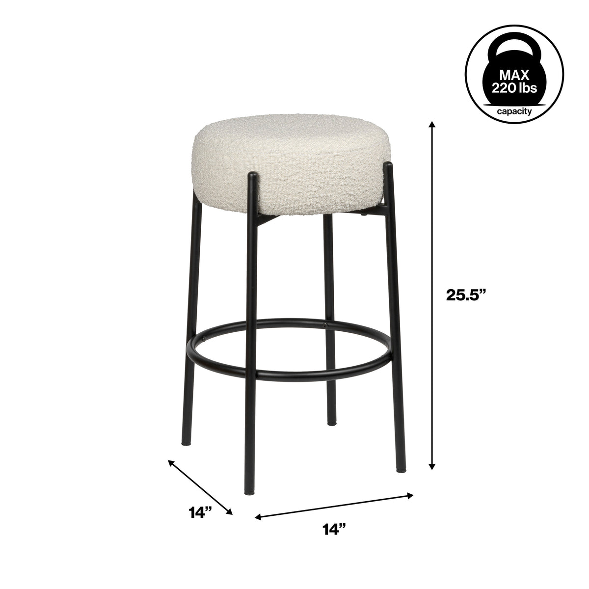 Carrie Modern Round Backless Cushioned Bar/Counter Stool