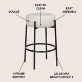 Carrie Modern Round Backless Cushioned Bar/Counter Stool