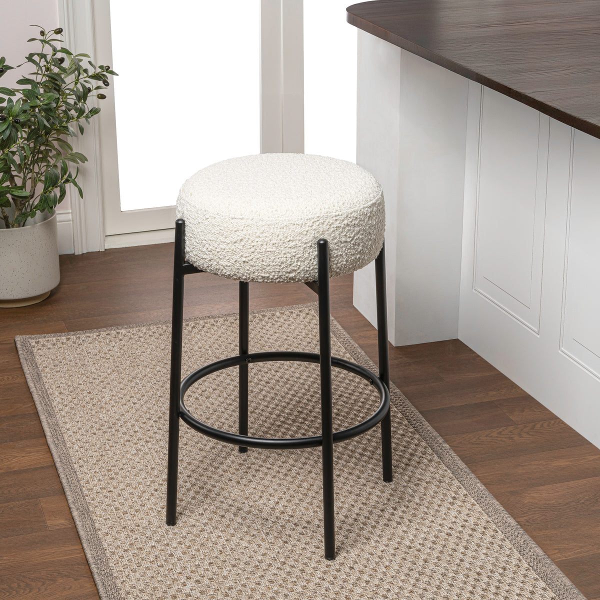 Carrie Modern Round Backless Cushioned Bar/Counter Stool