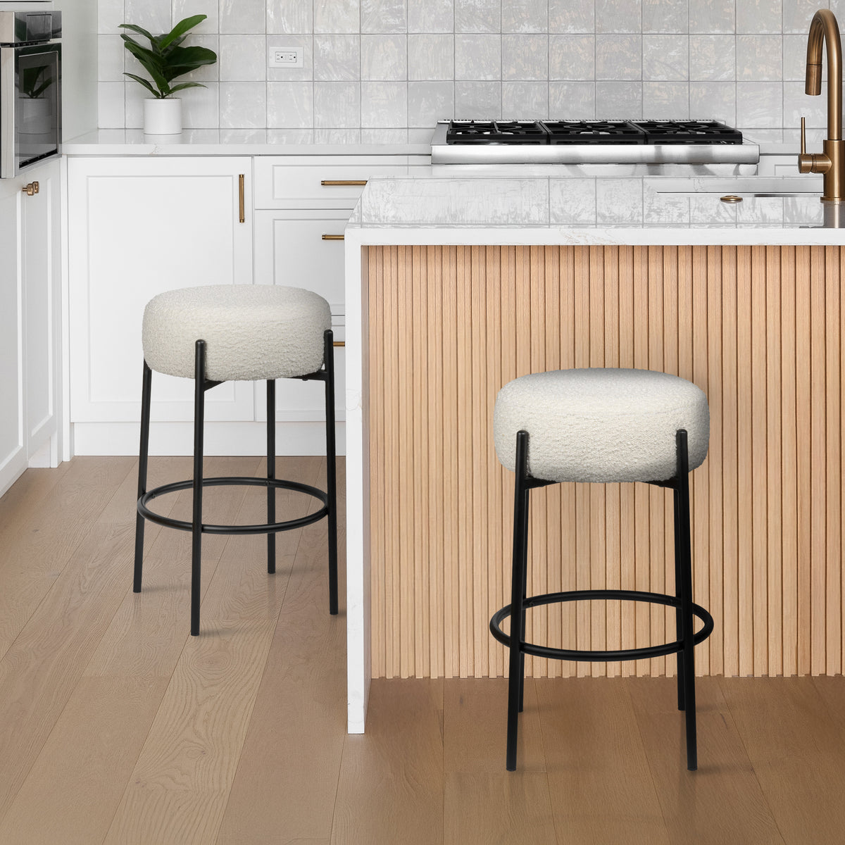 Carrie Modern Round Backless Cushioned Bar/Counter Stool