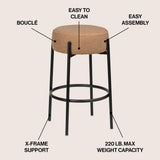 Carrie Modern Round Backless Cushioned Bar/Counter Stool