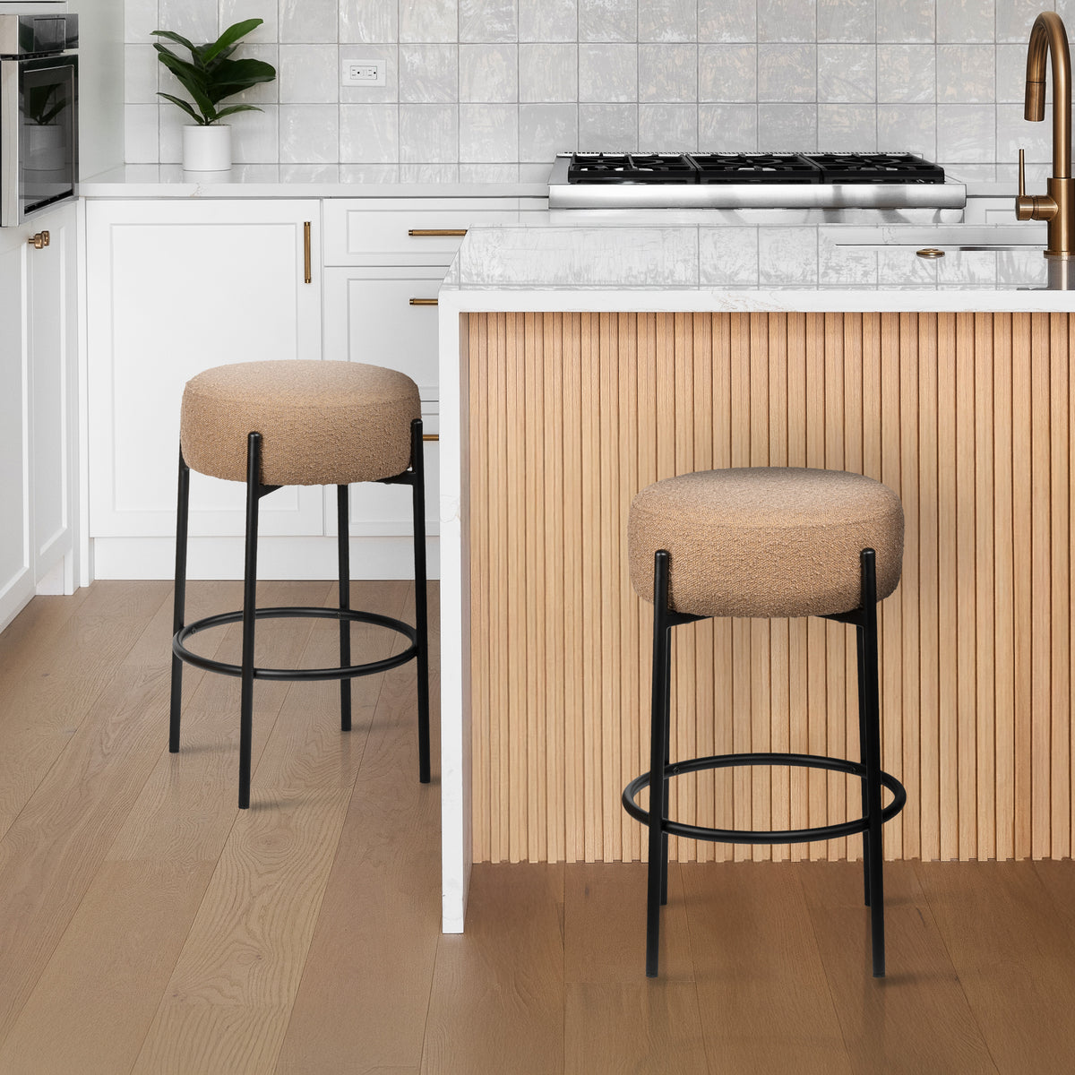 Carrie Modern Round Backless Cushioned Bar/Counter Stool