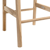 Elvora Coastal Casual Handcrafted Teak Wood Backless Indoor/Outdoor Bar Stool with Synthetic Woven Seat