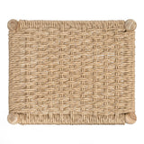 Elvora Coastal Casual Handcrafted Teak Wood Backless Indoor/Outdoor Bar Stool with Synthetic Woven Seat