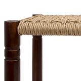 Caldor Coastal Casual Handcrafted Teak Wood Backless Indoor/Outdoor Counter Stool with Synthetic Woven Seat