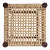 Caldor Coastal Casual Handcrafted Teak Wood Backless Indoor/Outdoor Counter Stool with Synthetic Woven Seat