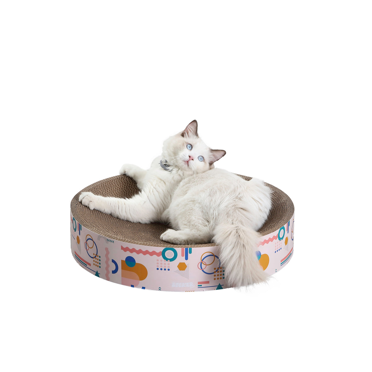 Santu 20.13" Modern Cardboard Round Bowl Cat Scratcher with Catnip