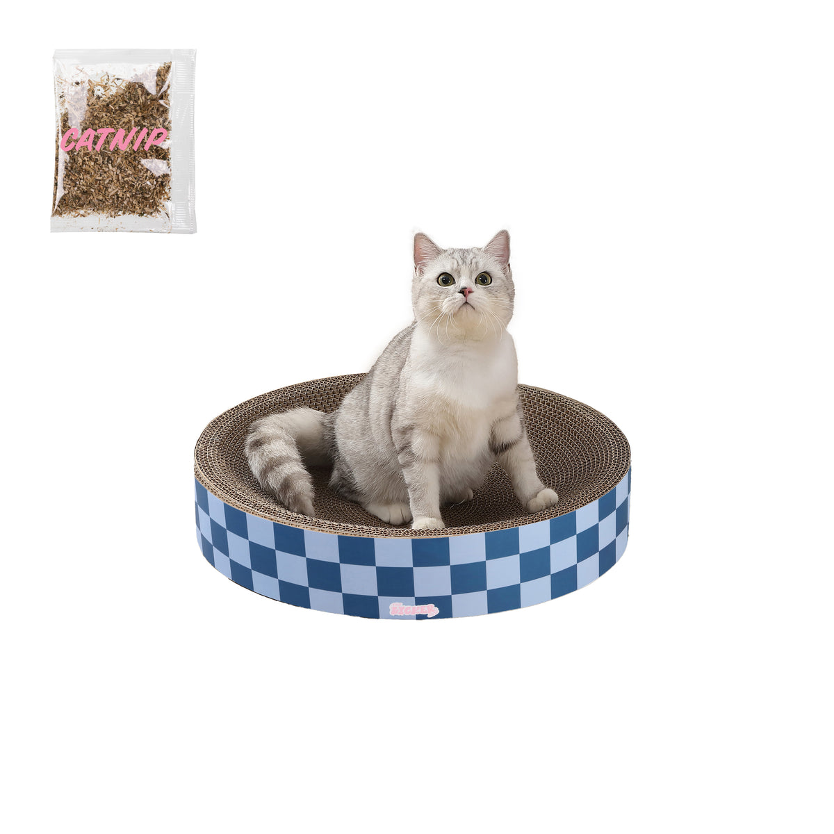 Santu 20.13" Modern Cardboard Round Bowl Cat Scratcher with Catnip
