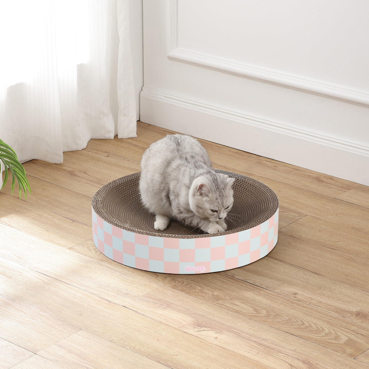 Santu 20.13" Modern Cardboard Round Bowl Cat Scratcher with Catnip