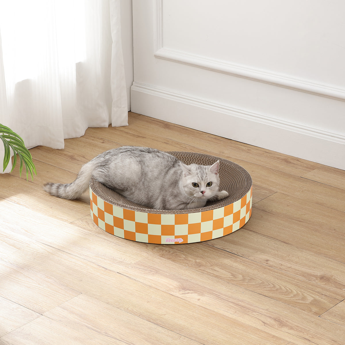 Santu 20.13" Modern Cardboard Round Bowl Cat Scratcher with Catnip