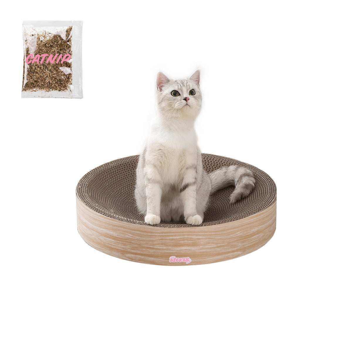 Santu 20.13" Modern Cardboard Round Bowl Cat Scratcher with Catnip