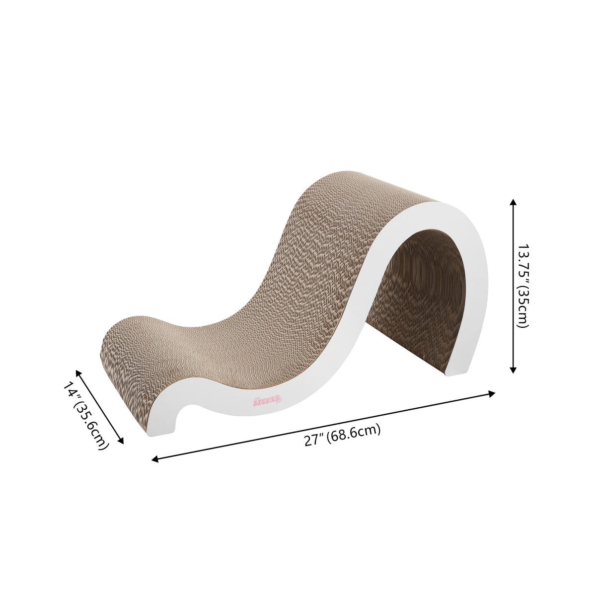 Kuna 27" Modern Cardboard Double-Sided Wave Cat Scratcher with Catnip