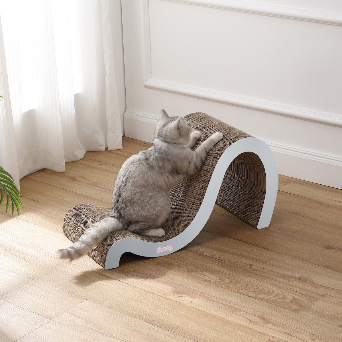 Kuna 27" Modern Cardboard Double-Sided Wave Cat Scratcher with Catnip