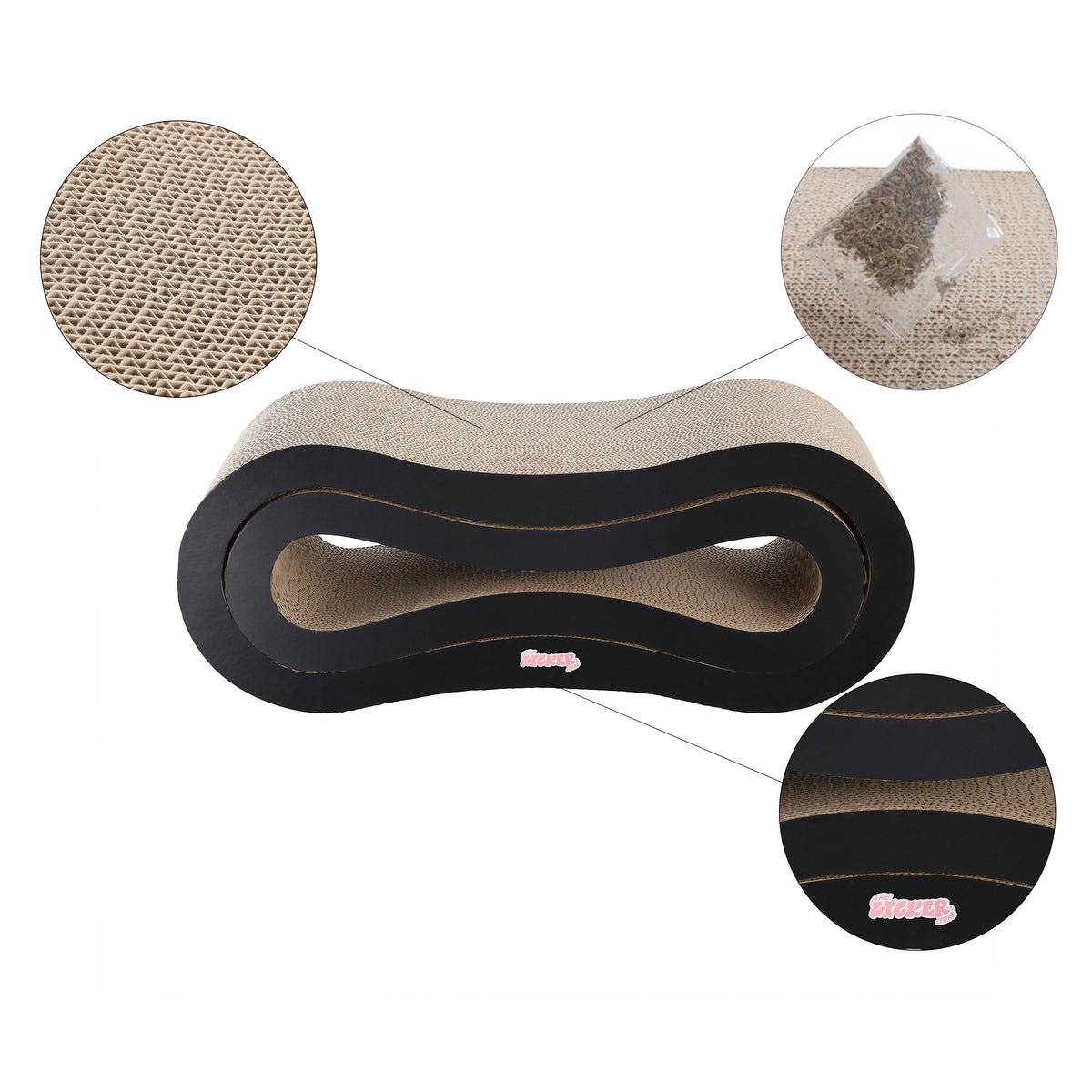 Surbhi 26" Modern Cardboard Infinity 2-in-1 Lounge Bed Cat Scratcher with Catnip