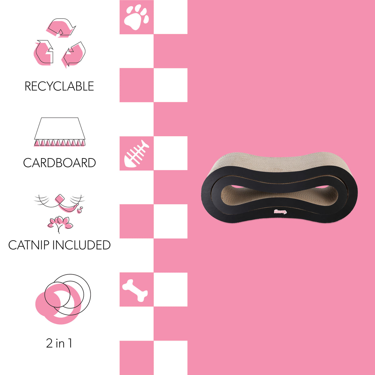 Surbhi 26" Modern Cardboard Infinity 2-in-1 Lounge Bed Cat Scratcher with Catnip
