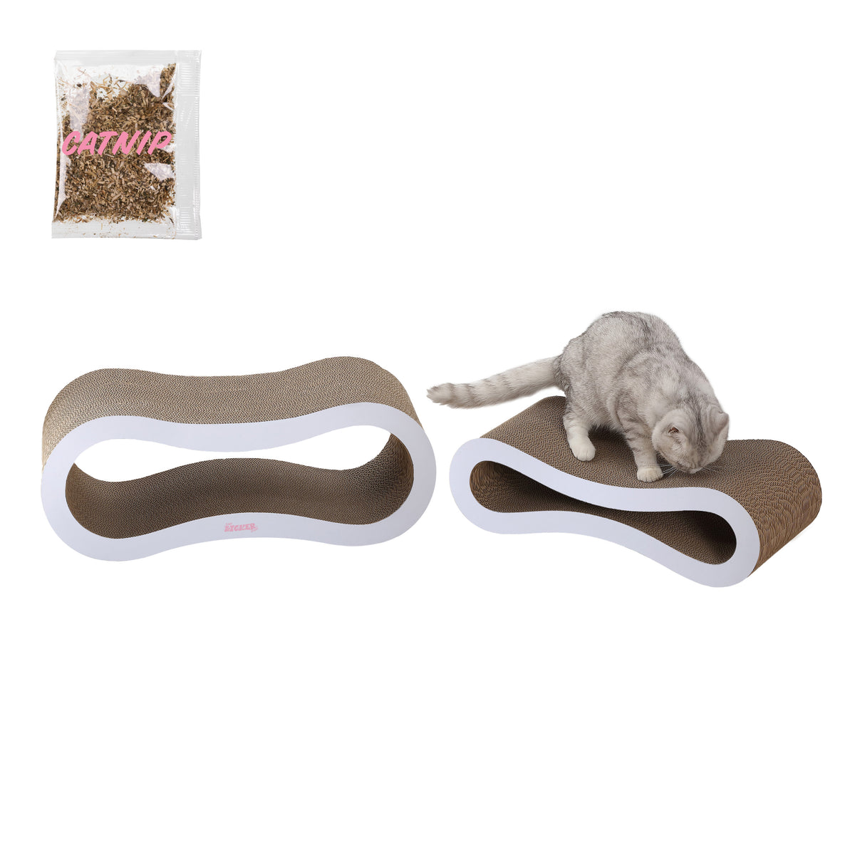 Surbhi 26" Modern Cardboard Infinity 2-in-1 Lounge Bed Cat Scratcher with Catnip
