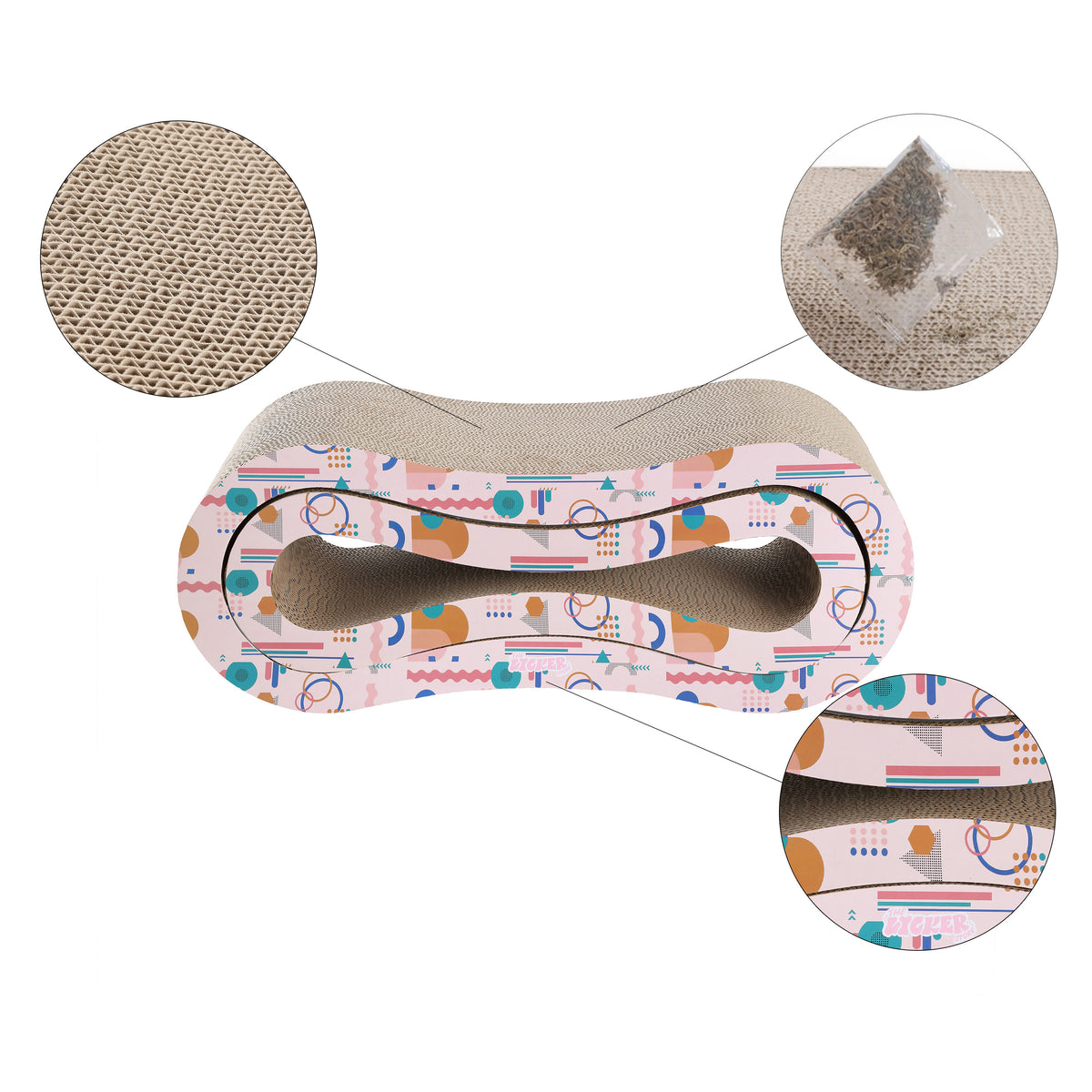Surbhi 26" Modern Cardboard Infinity 2-in-1 Lounge Bed Cat Scratcher with Catnip