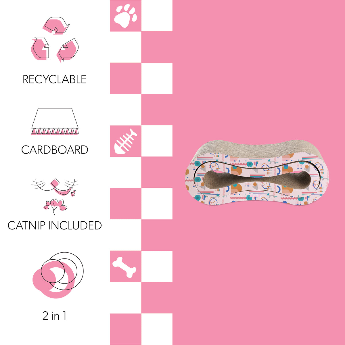 Surbhi 26" Modern Cardboard Infinity 2-in-1 Lounge Bed Cat Scratcher with Catnip