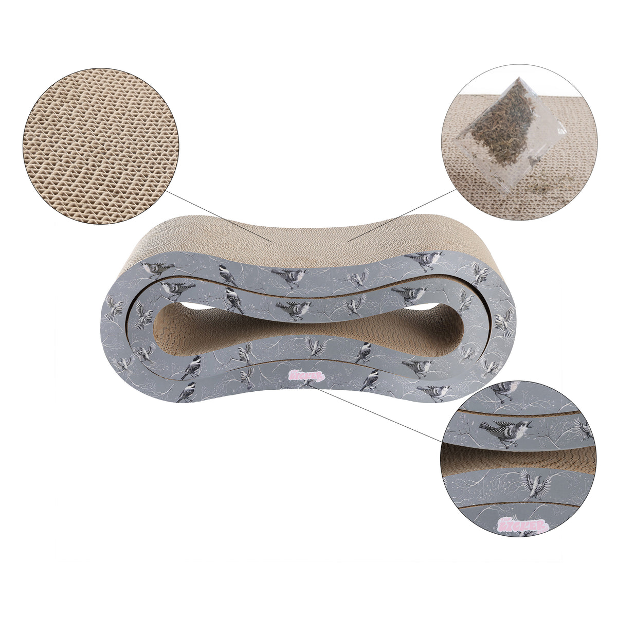 Surbhi 26" Modern Cardboard Infinity 2-in-1 Lounge Bed Cat Scratcher with Catnip