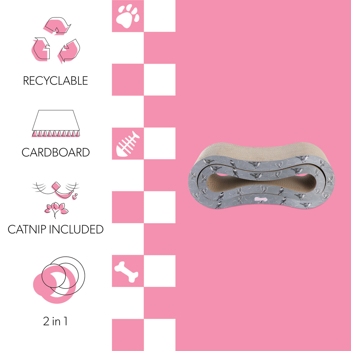 Surbhi 26" Modern Cardboard Infinity 2-in-1 Lounge Bed Cat Scratcher with Catnip
