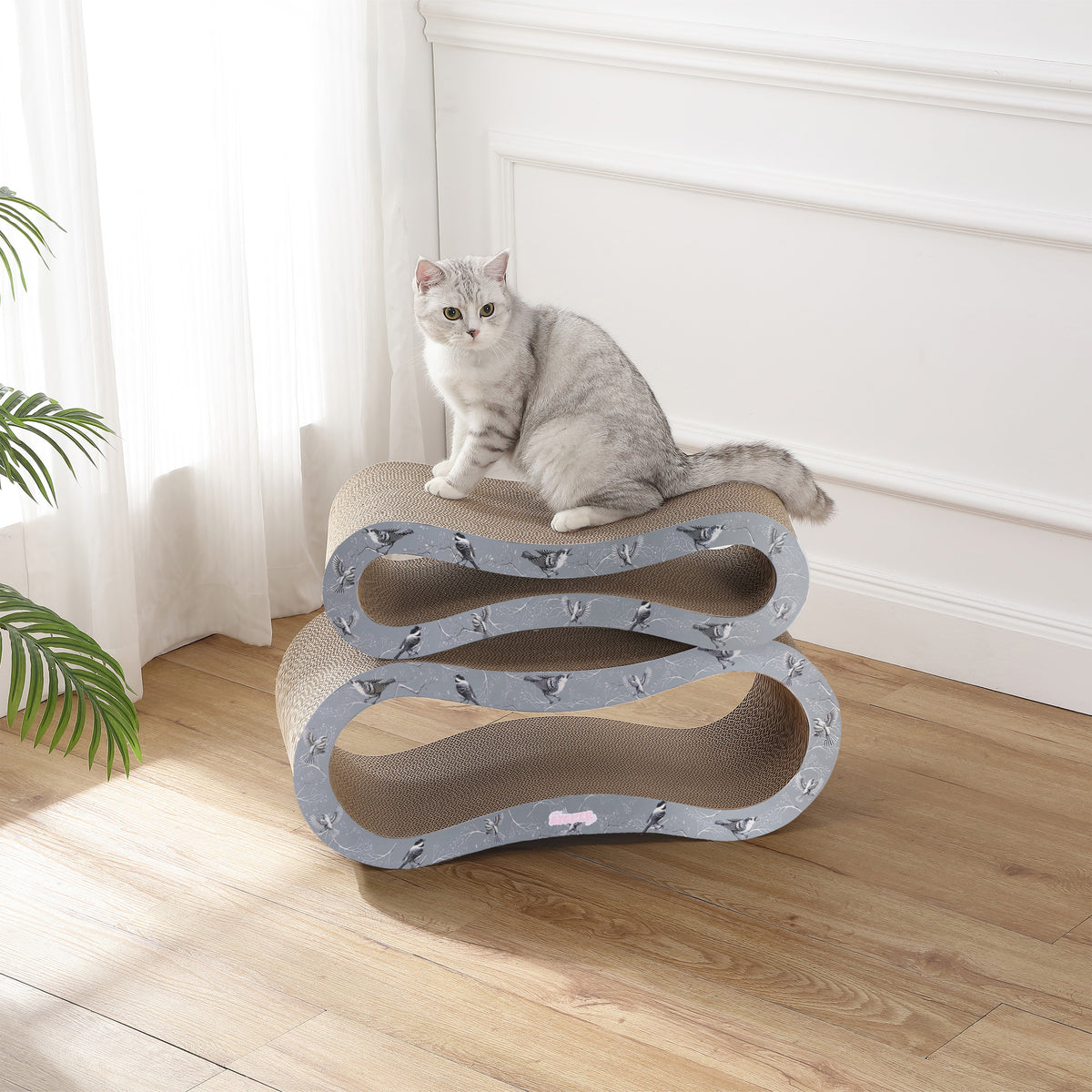 Surbhi 26" Modern Cardboard Infinity 2-in-1 Lounge Bed Cat Scratcher with Catnip