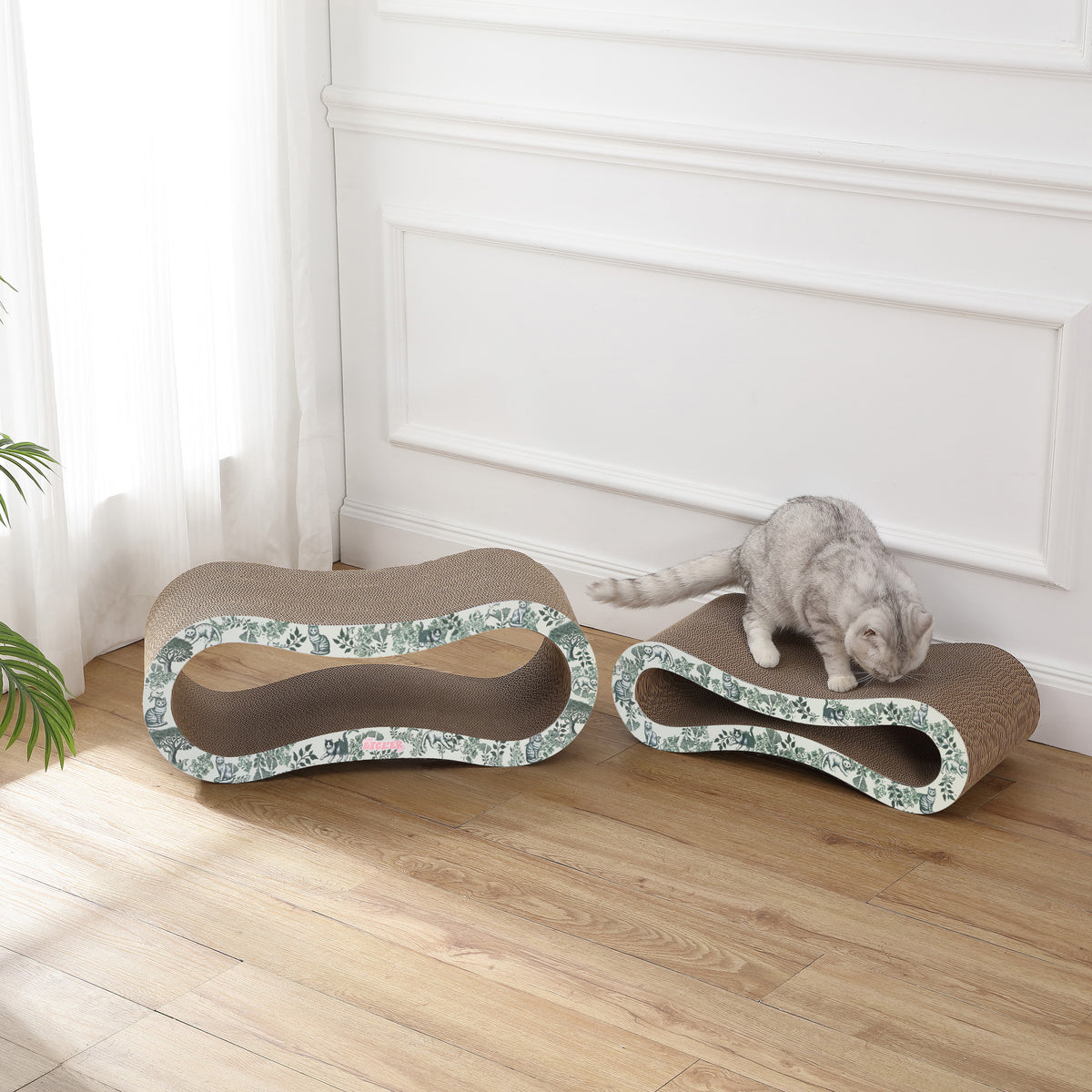 Surbhi 26" Modern Cardboard Infinity 2-in-1 Lounge Bed Cat Scratcher with Catnip