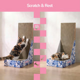 Pawzy 23.8" Modern L Shaped Vertical Cardboard Cat Scratcher Stand with Catnip