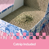 Pawzy 23.8" Modern L Shaped Vertical Cardboard Cat Scratcher Stand with Catnip