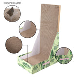 Pawzy 23.8" Modern L Shaped Vertical Cardboard Cat Scratcher Stand with Catnip