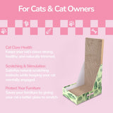 Pawzy 23.8" Modern L Shaped Vertical Cardboard Cat Scratcher Stand with Catnip