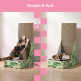 Pawzy 23.8" Modern L Shaped Vertical Cardboard Cat Scratcher Stand with Catnip