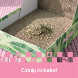Pawzy 23.8" Modern L Shaped Vertical Cardboard Cat Scratcher Stand with Catnip