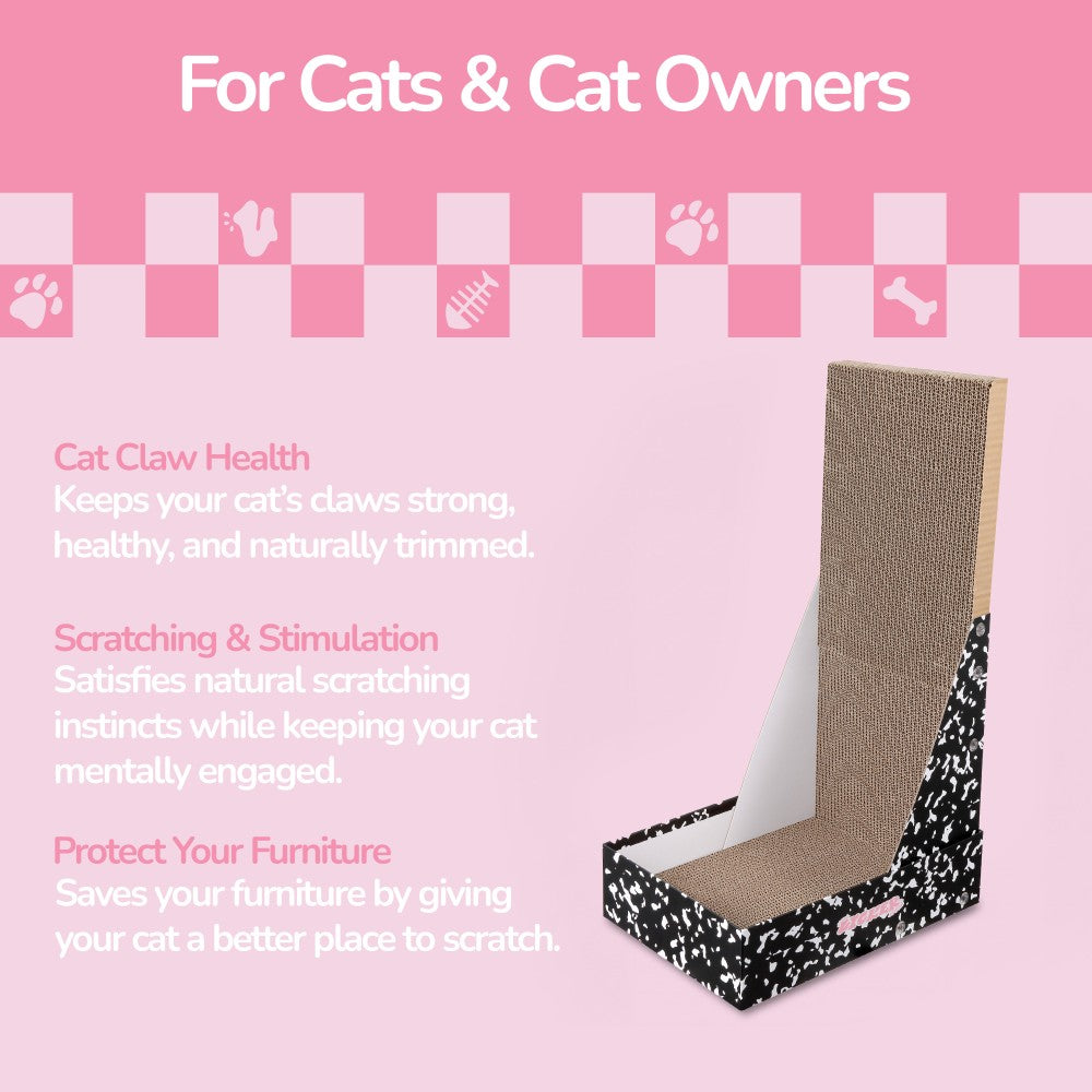Pawzy 23.8" Modern L Shaped Vertical Cardboard Cat Scratcher Stand with Catnip