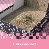 Pawzy 23.8" Modern L Shaped Vertical Cardboard Cat Scratcher Stand with Catnip