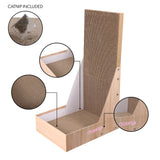 Pawzy 23.8" Modern L Shaped Vertical Cardboard Cat Scratcher Stand with Catnip