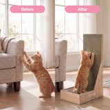 Pawzy 23.8" Modern L Shaped Vertical Cardboard Cat Scratcher Stand with Catnip