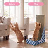 Pawzy 23.8" Modern L Shaped Vertical Cardboard Cat Scratcher Stand with Catnip