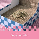 Pawzy 23.8" Modern L Shaped Vertical Cardboard Cat Scratcher Stand with Catnip