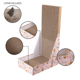 Pawzy 23.8" Modern L Shaped Vertical Cardboard Cat Scratcher Stand with Catnip