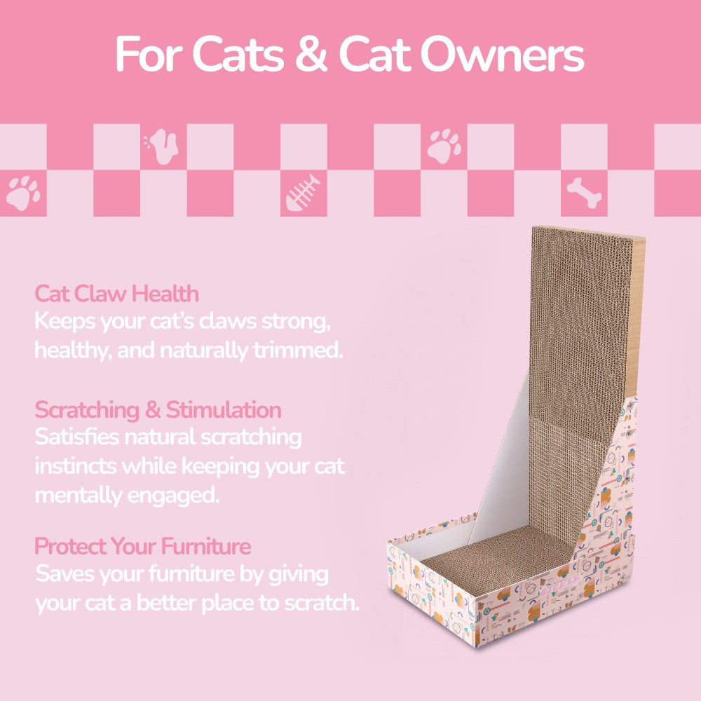 Pawzy 23.8" Modern L Shaped Vertical Cardboard Cat Scratcher Stand with Catnip